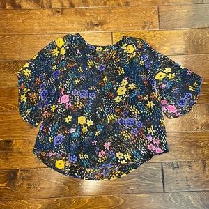ANTHROPOLOGIE SHEER FLORAL BLOUSE